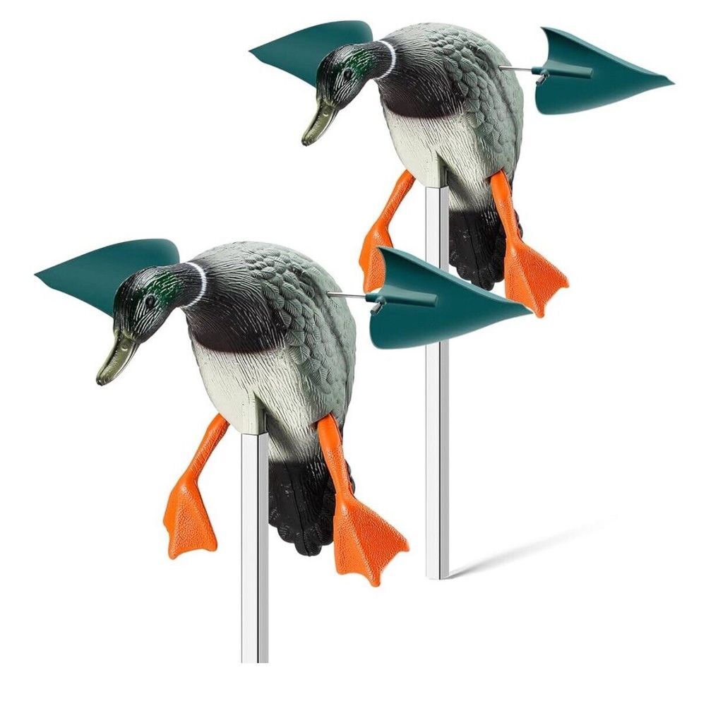 2 Pcs Duck Decoys Weather Resistant Spinning Wing Decoy for Hunting Gemscream